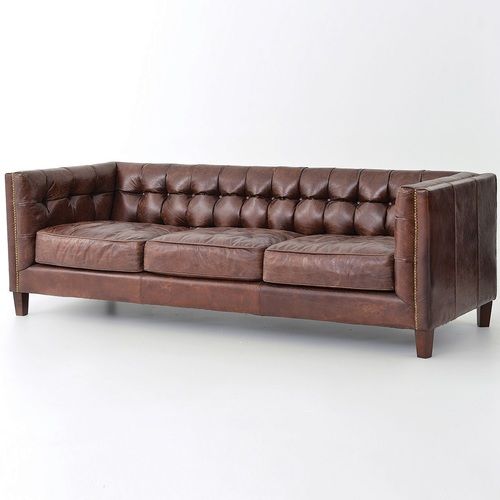 Low Arms  Back Leather Chesterfield Leather Sofa