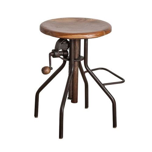 Leather Adjustable Round Top Industrial bar Stool