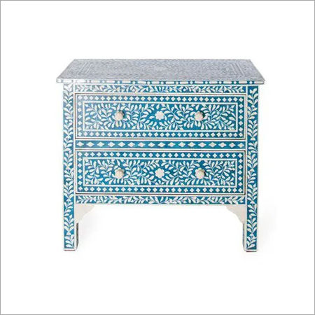 Blue Floral Bone Inlay Cabinet Unit