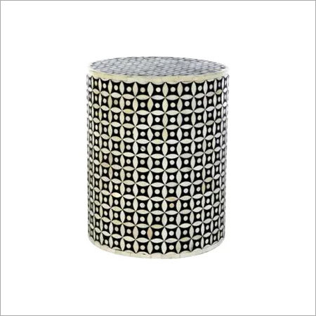 Bone Inlay Geometric Pattern Stool