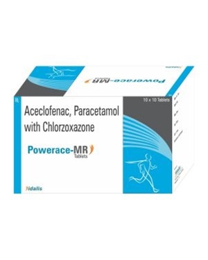 POWERACE-MR Tablets - Aceclofenac 100mg/Paracetamol 325mg/Chlorzoxazone 250mg, Pain Relief Muscle Relaxant