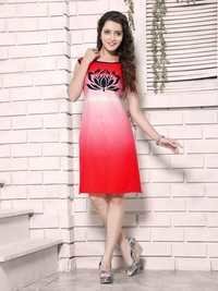Fancy Exclusive Kurtis - Cotton Blend, M & Xl Sizes, Red & White | Short Sleeve, Daily & Party Wear, Dry Clean & Washable