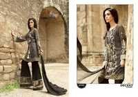 Pakistani Designer Party Wear Salwar Kameez Suit - Georgette Fabric, 2 Mtr Top & 2.25 Mtr Bottom, Black Color, Thread Embroidery Work, Full Sleeves | Dry Clean Only