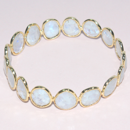 Rainbow Moonstone Oval 925 Sterling Sliver Bangle