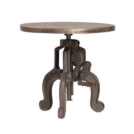 Wooden Round Top Industrial Crank Table