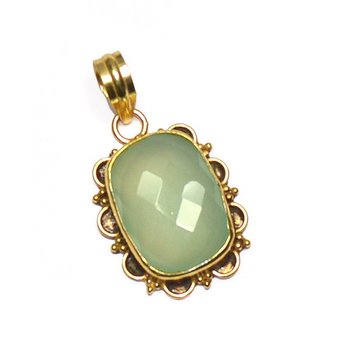 Peru Chalcedony Cushion 925 Sterling Sliver Pendant