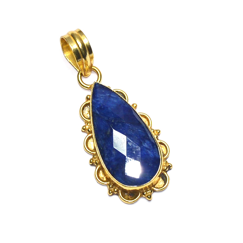 Blue Sapphire Pear 925 Sterling Sliver Pendant