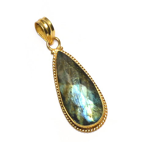 Labradorite Pear 925 Sterling Sliver Pandent