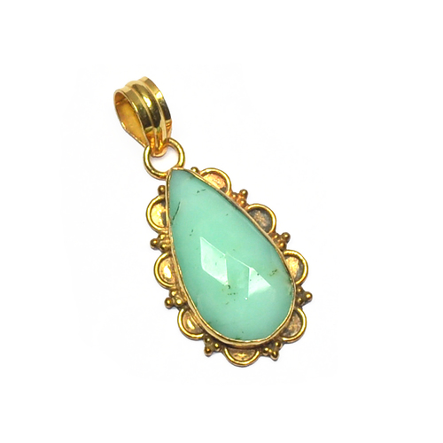 Creysoprase Pear 925 Sterling Sliver Pendant