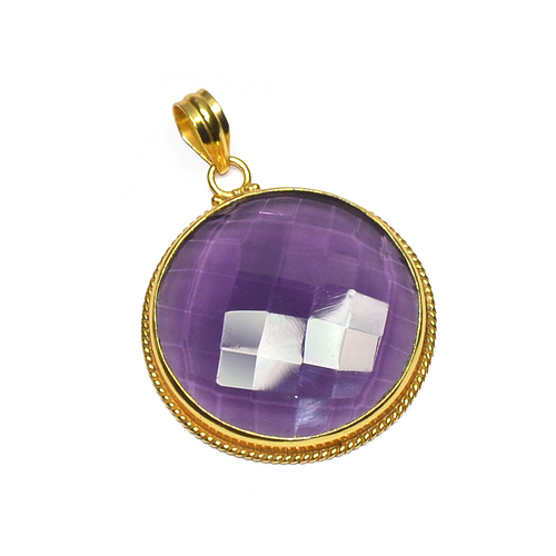 Amethyst Round 925 Sterling Sliver Pendant