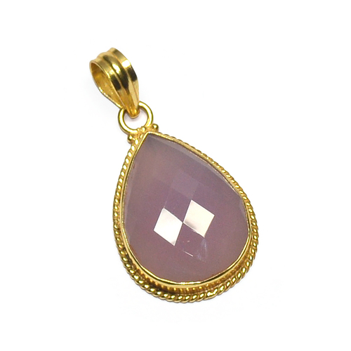 Pink Chalcedony Pear 925 Sterling Sliver Pendant