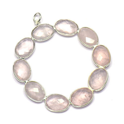 Rose Quartz Fancy 925 Sterling Sliver Pendant