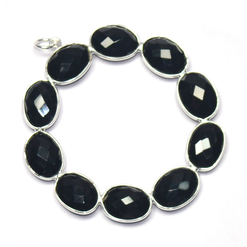 Black Spinel Oval 925 Sterling Sliver Pendant