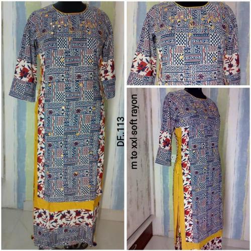 Rayon Long Printed Kurti