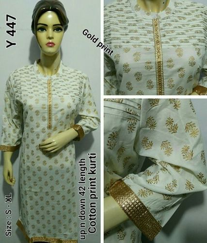 Block Print White Kurti