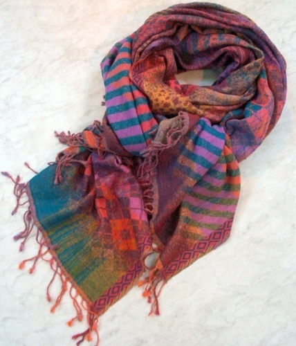 Wool Cotton Woven Over Print Scarves WHOLESALER