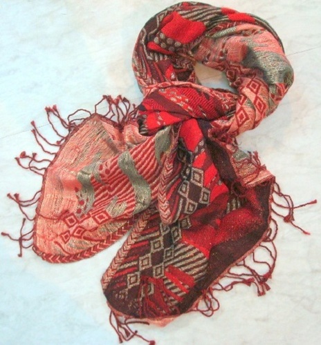 Wool Cotton Printed With Tassel Scarves INDIA