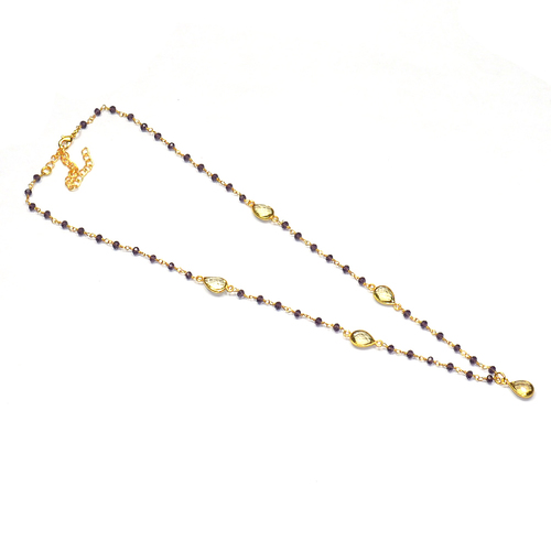 Amethyst With Green Amethyst 925 Sterling Sliver Beaded Necklace