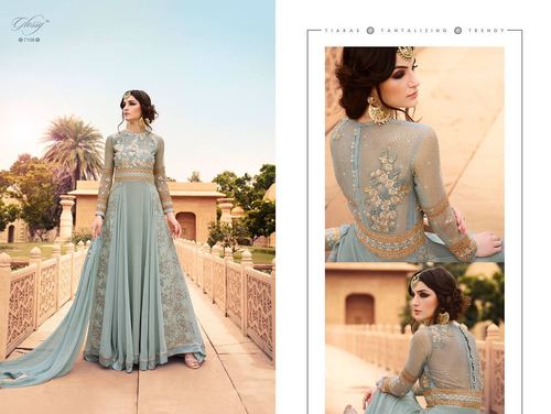 Grey Heavy Designer Party Wear Suit