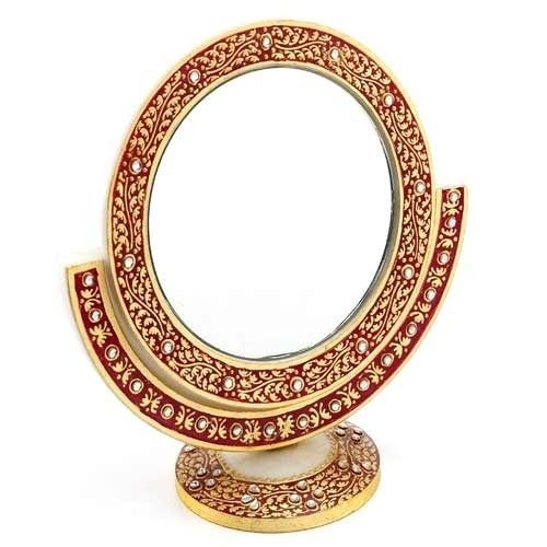 Red Golden Gold Embossed Mirror