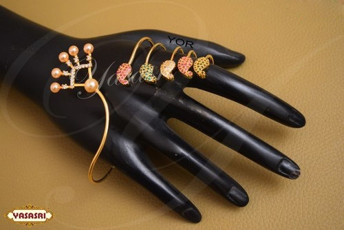 Ladies Design Ring - Gold Plated, Golden Color, Quartz and Ruby Stone Accents, Elegant Gift for Women