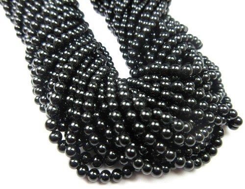 Necklaces Black Onyx 3-4 Mm Beads-13 Inch Long Strand