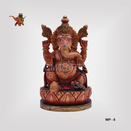 Wood Wooden Painted Ganesha