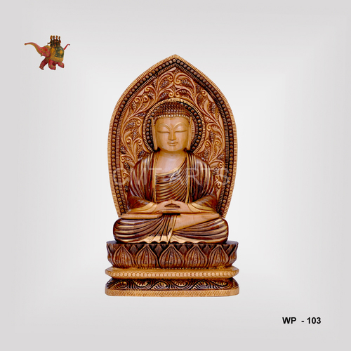 Cedar Wooden Antique Finish Pedestrial Buddha