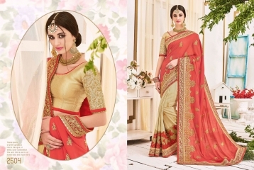 Georgette Mystic Orange Chiffon Designer Saree