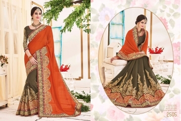 Bewildering Orange Chiffon Designer Saree