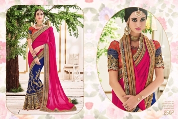 Embroidered Appealing Magenta Chiffon Georgette Saree