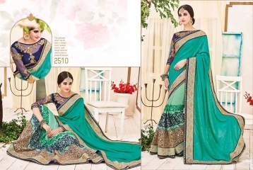 Embroidered Blissful Teal Jacquard Silk Designer Saree