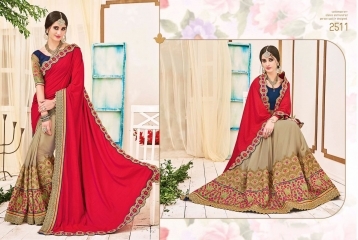 Embroidered Artistic Red Silk Georgette Designer Saree