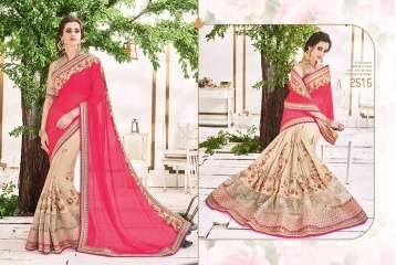 Embroidered Snazzy Red Chiffon Georgette Designer Saree