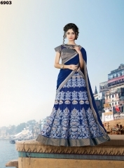 Embroidered Shapeliness Navy Blue Lycra Net Lehenga Choli