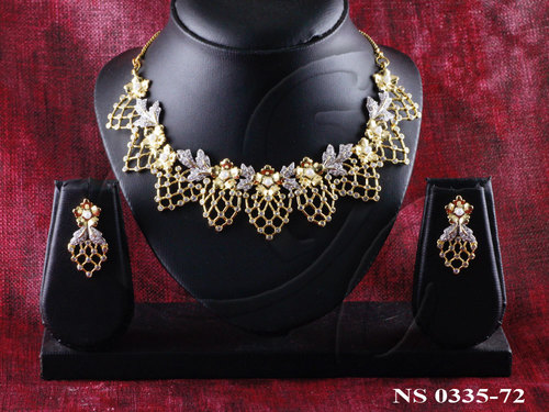 Necklace Set - Gold-plated 16 Inch, Diamond Accents | Elegant Party Wear Pendant & Earrings
