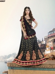 Embroidered Goodness Black Brocade Net Lehenga Choli