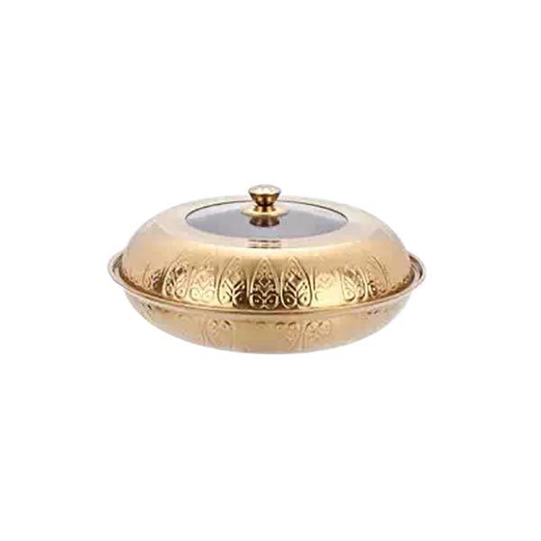 Cookware - Stainless Steel 3L 12 Inch Gold, Glass Lid, Durable Heat Resistant