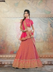 Submissive Hot Pink Jacquard Silk Lehenga Choli