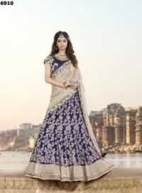 Embroidered Insightful Navy Blue Lycra Net Lehenga Choli