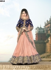 Embroidered Palate Cream Lycra Net Lehenga Choli