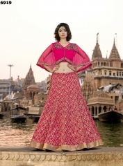 Embroidered Complaisance Magenta Jacquard Silk Lehenga Choli