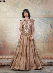 Embroidered Obligingness Brown Raw Silk Lehenga Choli