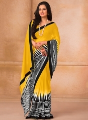 Regal Yellow Georgette Designer Saree