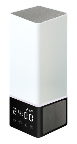 Music led lamp with bluetooth speaker,clock and temperature