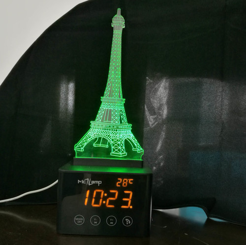 music light with 7-color RGB light,bluetooth speaker,clock and temperature