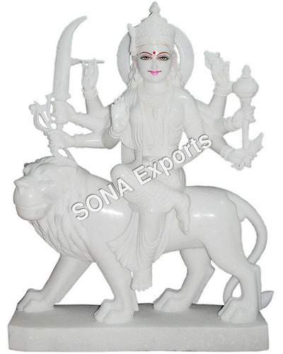 Spotless white Marble Durga Statue By SONA EXPORTS (India)