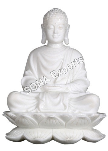Marble Buddha Sitting on Lotus