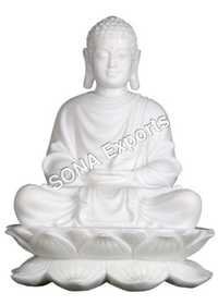 Marble Buddha Sitting on Lotus