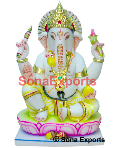 White Marble Ganesha Sculpture